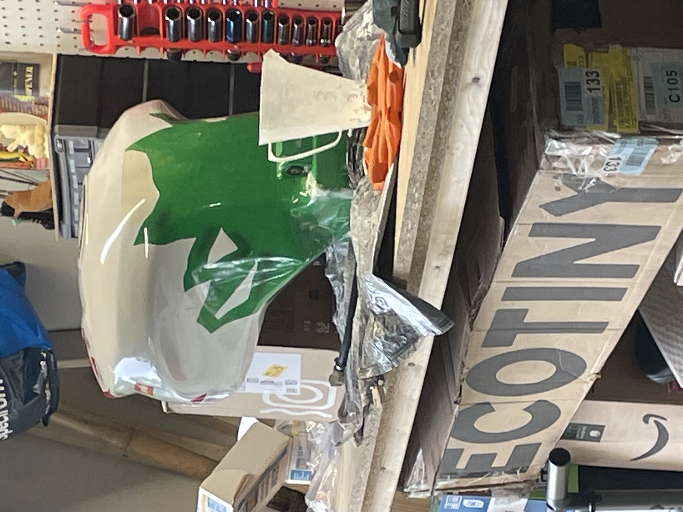 Repair work in progress on the Aprilia fuel tank