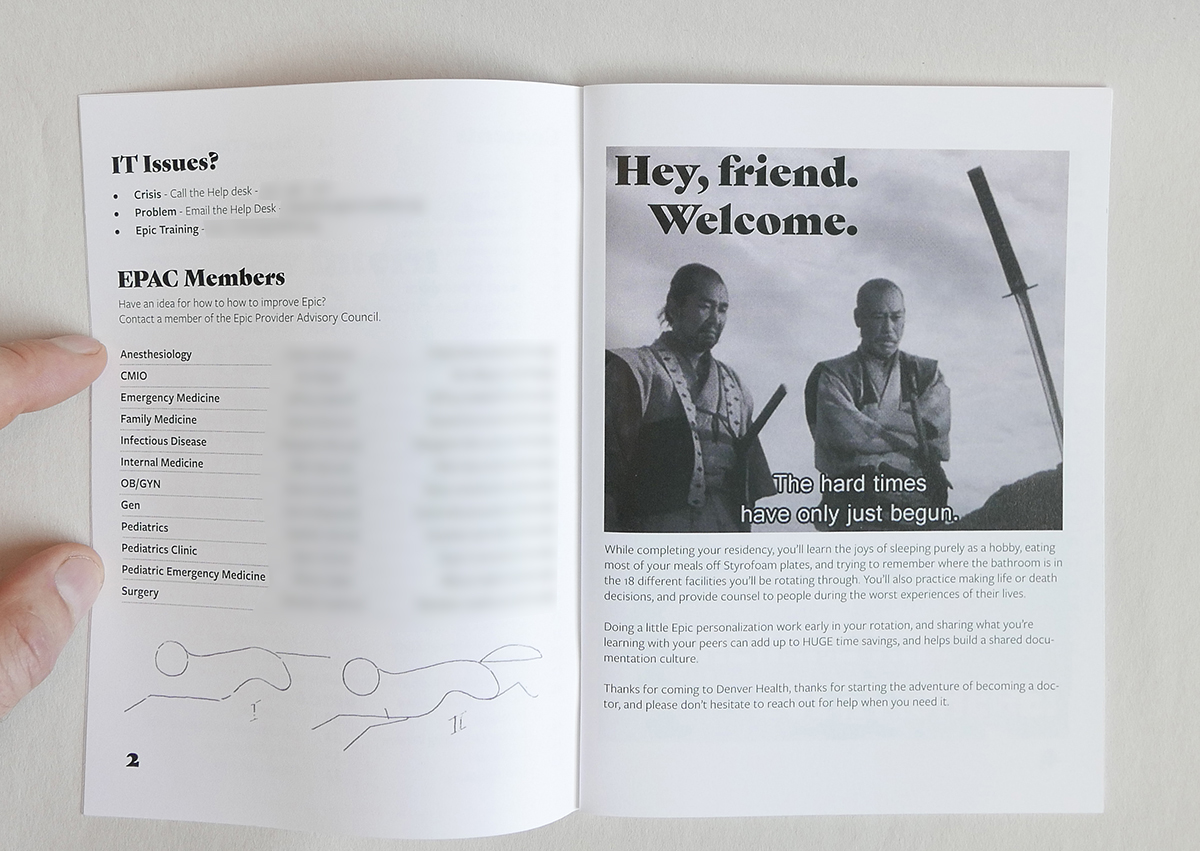 Welcome spread from the 2019 resident pocket guide