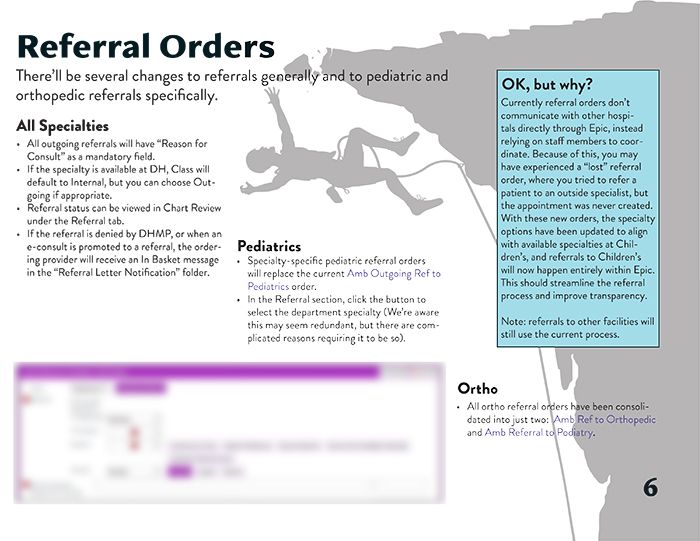 Page from a Denver Health Epic quarterly update guide
